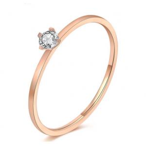 Fashion Jewelry Diamond Wedding  Rings Stainless Steel Diamond Ladies Ring 24K Rose Golden Ring