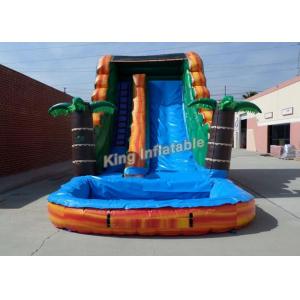 China Bright Inflatable Jumping Slide , Tropical 18 Feet Water Slide With PVC Tarpaulin supplier