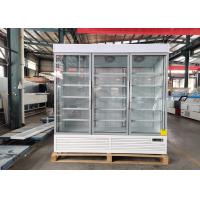 China White Three Swing Glass Door Merchandiser Refrigerator With LED Lighting on sale