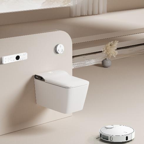 Smart Wall-Hung Toilet with Heated Seat Convenient Remote Control Auto Flush Automatic Bidet Elongated Bowl WC Toilet Set