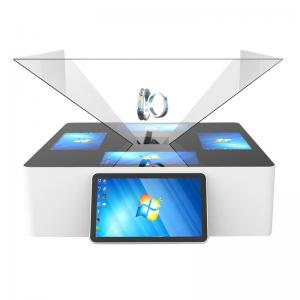 China 180° 270° 360° 3D Holographic Display Interactive Touch Pyramid Jewelry Kiosk For Mall supplier