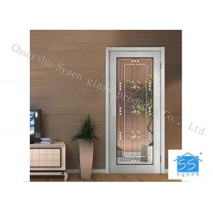 China Entry Door Decorative Panel Glass 22 * 64 / Custom Size Steel Frame Material supplier