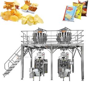 China Automatic Potato Chips Snacks Food Packing Machine With 20 Head Multihead Weigher supplier