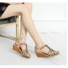 China BS042 Sandals Women2020 Summer New Sandals Casual Fashion Word Belt Mid-Slope Heel Sandals Female Mother Shoes wholesale