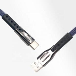 China 3.1A USB 2.0 Charging Cable For Type C Blue Flat Denim Tinned Copper 1.5m wholesale