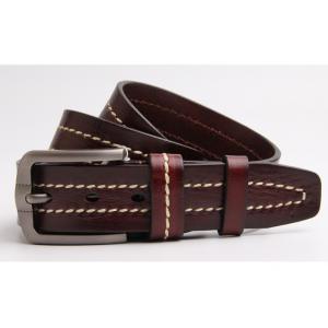 Custom Logo Dark Brown Leather Mens Casual Belts For Jeans Colorful Stitching 100 - 140cm Length