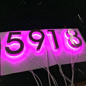 304 Stainless Steel Outdoor Led Number Sign Silver Brush RGB Light Numbers