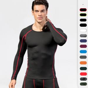 China Sweat Wicking 85% polyester 15% spandex Long Sleeve Compression Shirts For Men on sale 