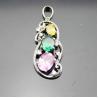 China 925 Silver Jewelry Oval Mix Blue Red Cubic Zircon Three Stones Pendant Necklace  (PSJ0378) wholesale
