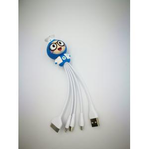 Customized PVC Cartoon 1 to 4 USB Cable for Iphone/Android/Type C Mobile Phone