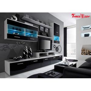 China High End Contemporary Bedroom Furniture Living Room Wall Units With LED Lights supplier