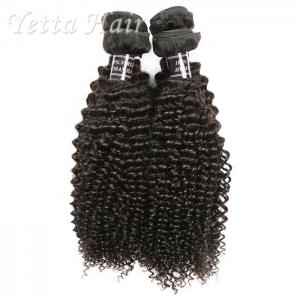 China Jet Black Indian Remy Human Hair / Kinky Curly Virgin Hair No Fiber supplier
