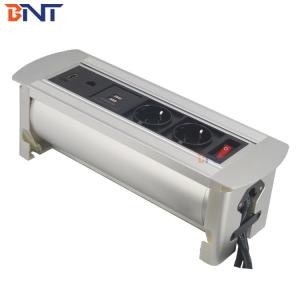 China customize multimedia conference table manual flip up socket with 3 universal power socket  3.5audio , vga ,usb ,rj45 supplier