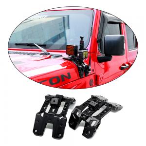 Black Hard Anodizing A-Pillar Light Bar Cowl Mount and Go Pro Mount Bracket for Jeep JL