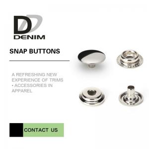 Overcoat Flat Silver Snap Buttons | Snap Closure Buttons 4 Parts Design Metal Cap Snap Fasteners