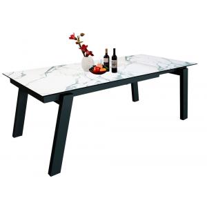 Elegant Rectangle White Extension Table HPL White Extured Top 2.2 Meter