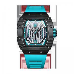 Relógio de pulso ocasional Sapphire Glass Automatic Mechanical Watch do silicone da forma dos homens