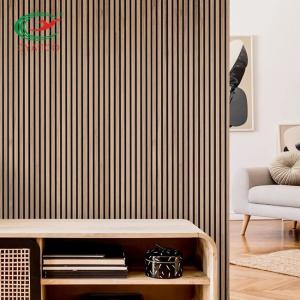 Apartment Vertical Wood Slat Wall Timber 600x1200mm Sound Absorbing