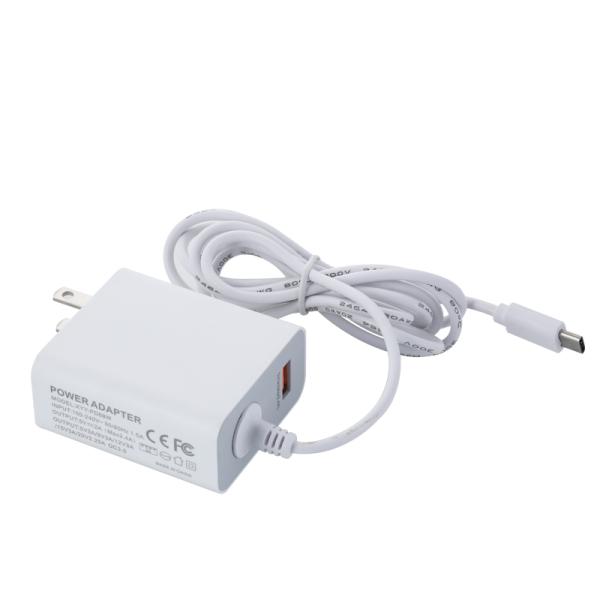 Cargador de pared USB-C de 60W para EE. UU. con cable fijo, Adaptador de corriente Tipo-C de alta velocidad para teléfonos inteligentes, tabletas y computadoras portátiles