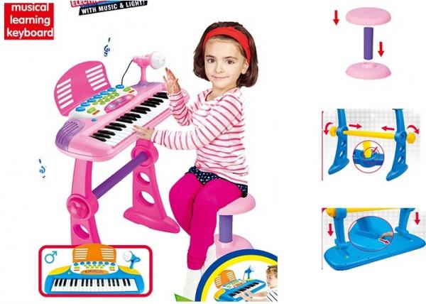 Plastic Kids Musical Instrument Toys With Chair , Children's Keyboard Piano