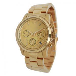 China Solid Bands Waterproof Stainless Steel Watches With Gold Plating supplier