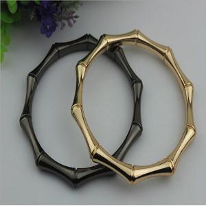 Wholesale custom accessories zinc alloy bamboo shape gunmetal & gold 90 mm metal genuine leather bag handle pull