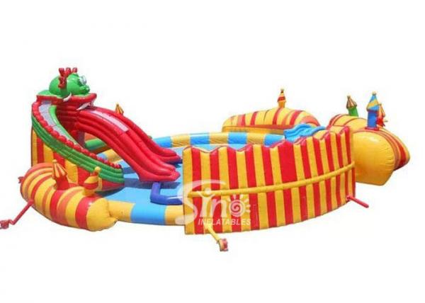 China dragon slide kids N adults giant inflatable water park with big castle for