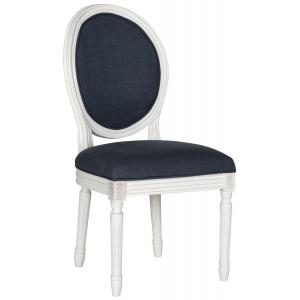 China French  New model modern style oval back white wood frame with  black  fabric wood dining chair supplier