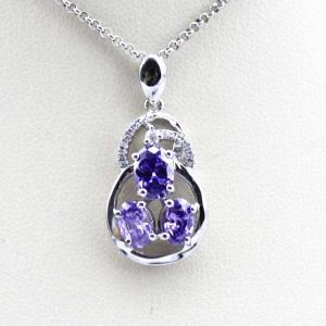 China Fashion Silver Jewelry Amethyst Cubic Zircon Three Stones Pendant (PSJ0385) supplier