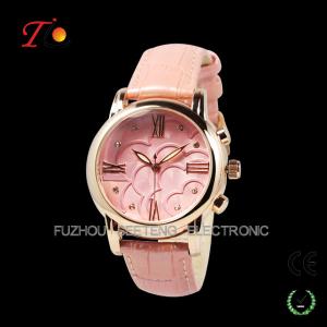 Colorful leather band lady fashion gold watch with UAE style for promotion