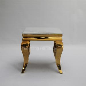 China Gold Metal Base White Marble Table Scratch Resistant Sofa Decorated Table supplier