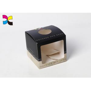 Emballage fait sur commande de boîte de papier de fenêtre ronde, boîtes faites sur commande de papier d'art noir avec le logo