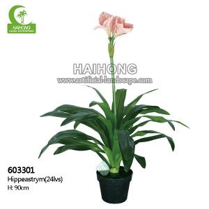 Colorful Decorative 90cm Plastic Artificial Potted Flower Hippeastrum