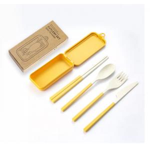 3 Piece Dinner Set Packaging Box Travel With Folding Chopsticks Spork Tableware