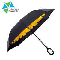 China BV Metal Ribs Sunflower C Handle Inverted Umbrella on sale