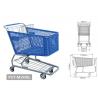 Plastic shopping trolley,supermarket trolley,plastic and metal trolley