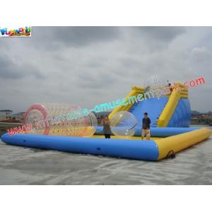 China Custom 0.9MM PVC tarpaulin Inflatable above ground pool slides for water toys supplier