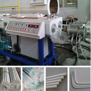 PLC Control Twin Screw Extruder , 16-63mm Pvc Twin Pipe Extrusion Machine