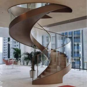 China Customized Curved Tempered Glass , Stairway Curved Steel Glass Railing supplier