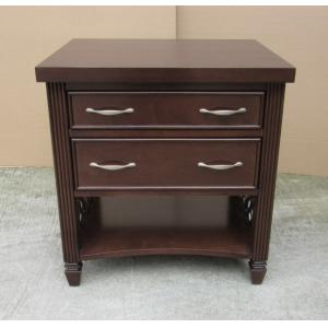 Walnut Wood Veneer 2 Drawer Hotel Bedroom Night Stand Solid Wood Legs