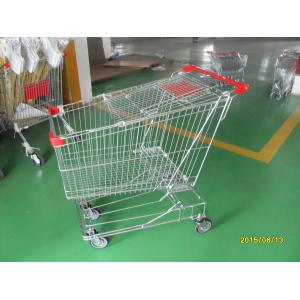 China 180L Anti Theft Supermarket Push Cart Zinc Plating With Bottom Carrier supplier