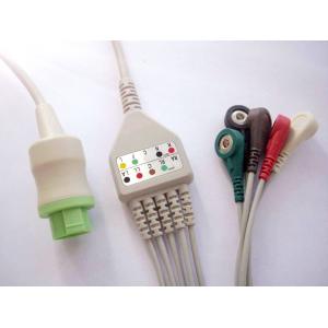 China Patient Monitor One Piece ECG Lead Wires 5 Lead With Snap Round 12 Pin supplier