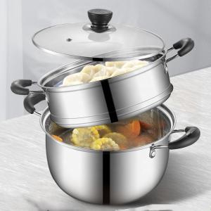 Pote común de acero inoxidable de cocinar de plata vendedor caliente de la inducción del pote del vapor del pote 304 de la sopa de la cocina con la tapa de cristal