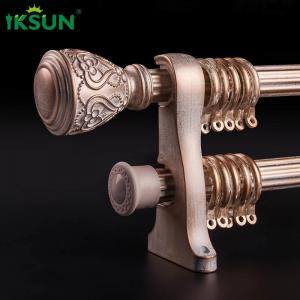 Gold Retro Curtain Pole , Double Rod Curtain Rod 1.2mm Thickness