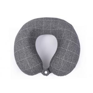 China Grey Color Crossline Pattern Memory Foam Neck Pillow Travel With Storage Bag supplier