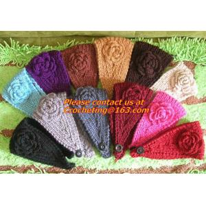 China Women knitted headband with flower,crochet headband- Handmade tenia, Hair Accessories supplier