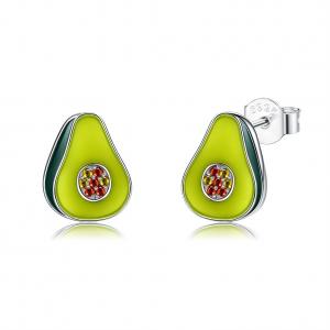 China 1.1x0.9cm 2.29g Sterling Silver Jewelry Earrings Unisex Avocado Earrings Studs supplier