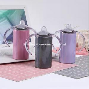 China In stock 12oz baby feeding bottle double walled 304 stainless steel sublimation blank sippy drinking cup with handle supplier
