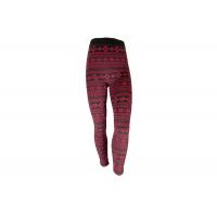 China Snowflake Burgundy Black Color Womens Fleece Lined Leggings 97 Polyester 3 Spandex on sale