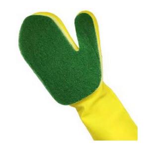 Sponge Scouring Pad Latex Cleaning Gloves For Dish Washing Yellow Color